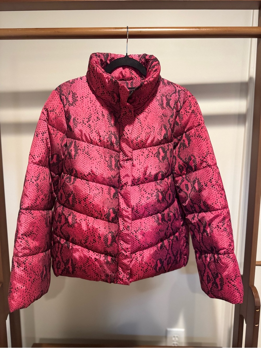 Betsey Johnson Pink Snakeskin Puffer Jacket Size S